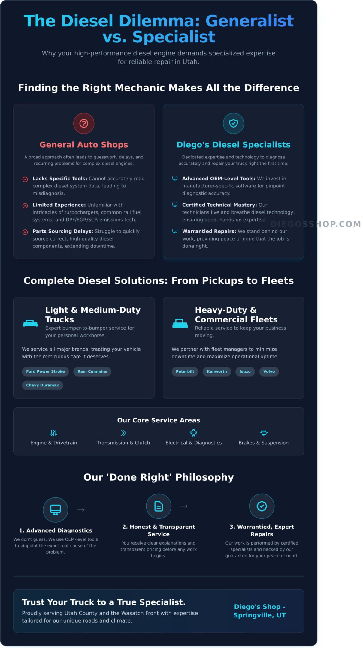 Expert Diesel Repair in Utah: Why Drivers Trust Diego’s Shop