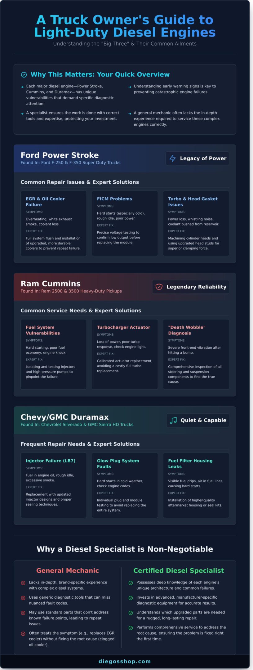 Expert Light Duty Diesel Repair for Ford, Ram & Chevy Trucks