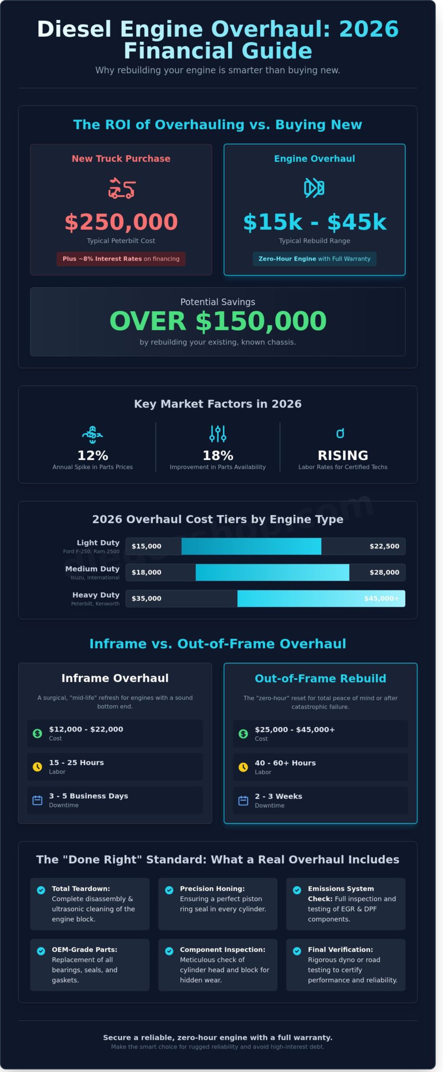 Diesel Engine Overhaul Cost 2026: The Complete Pricing & ROI Guide