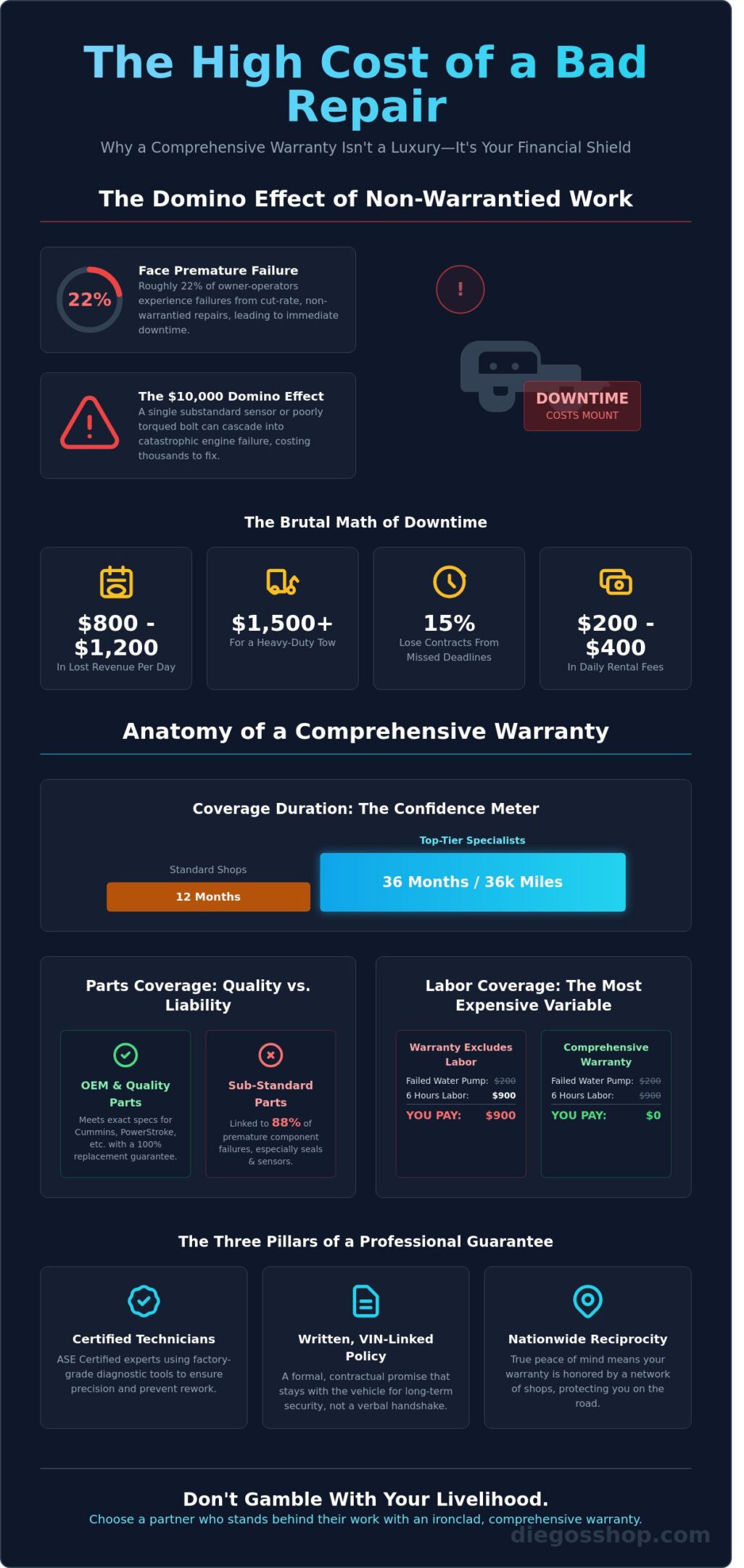 Warrantied Diesel Repair: Why Rugged Reliability Requires a Real Guarantee