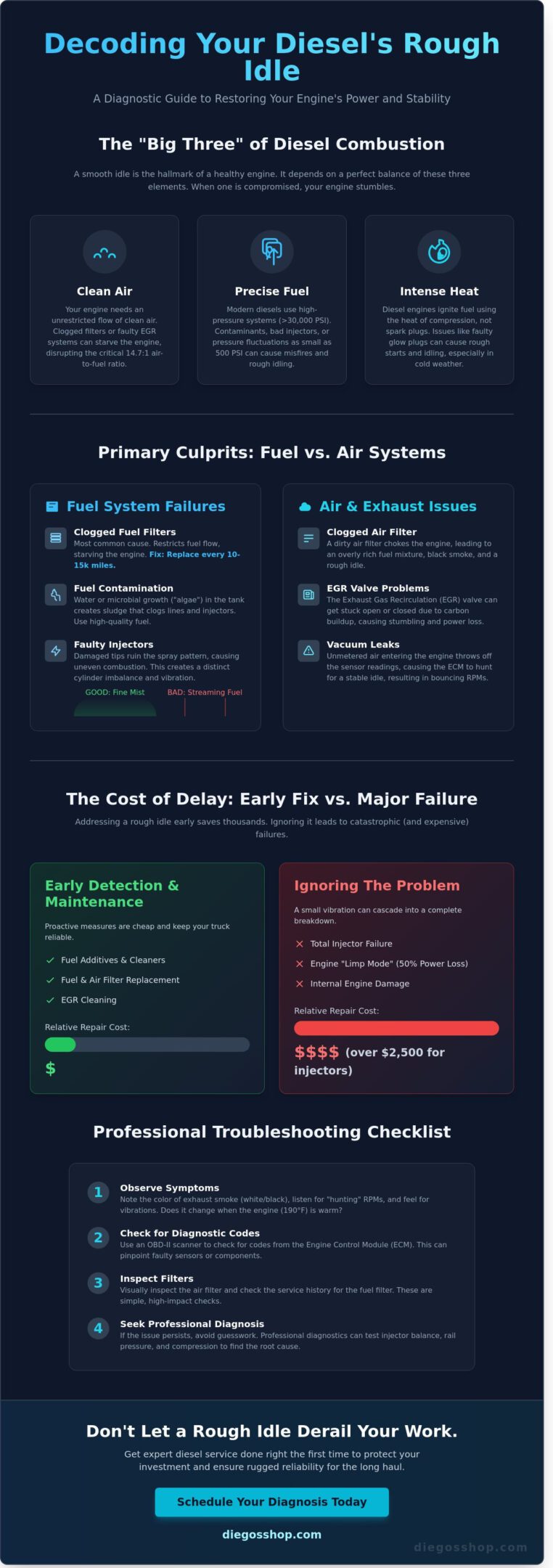 Diesel Engine Running Rough at Idle: Causes, Fixes, and When to See a Specialist
