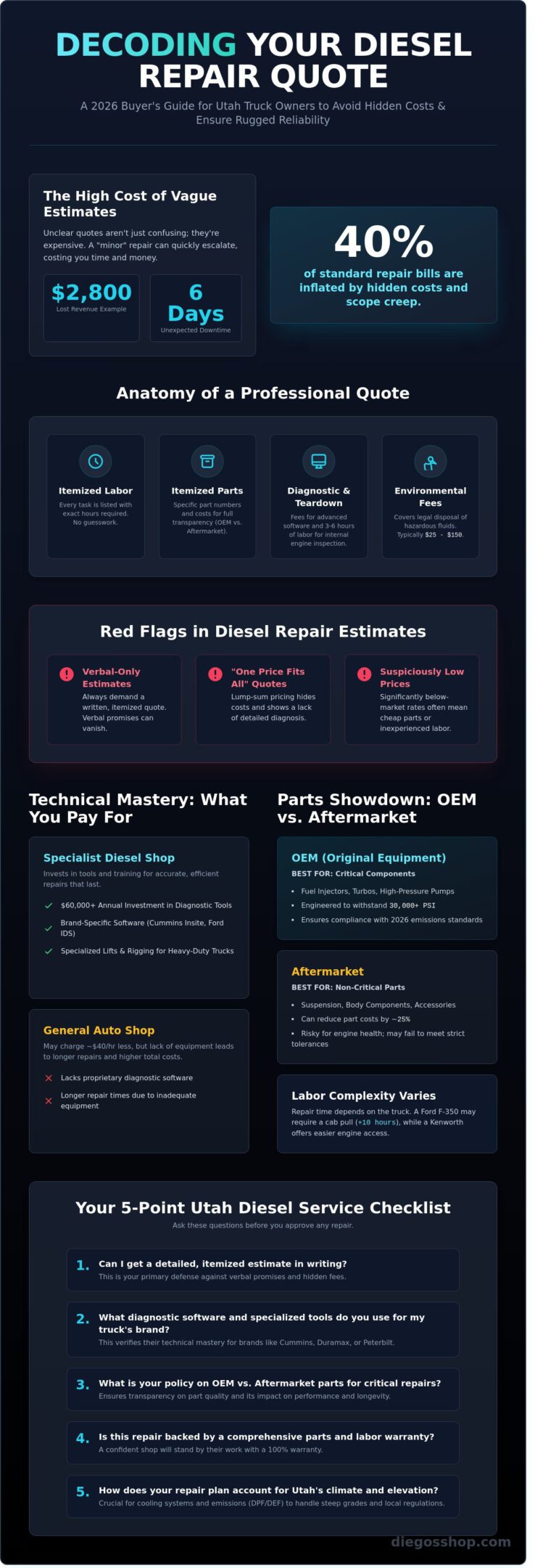 How to Evaluate Diesel Repair Quotes in Utah: A 2026 Buyer’s Guide